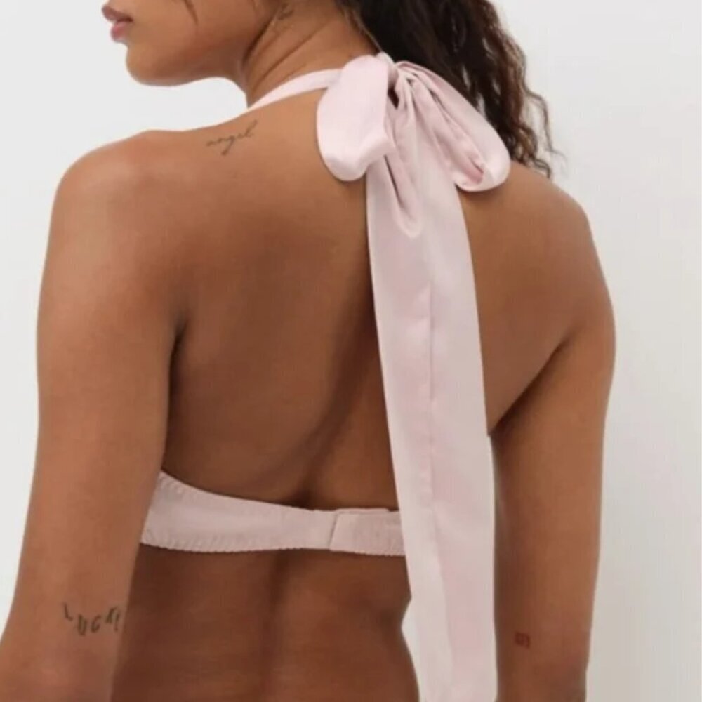 New! For Love And Lemons Hallie Underwire Pink Satin Lace Bra 38D 1396 - Picture 7 of 7